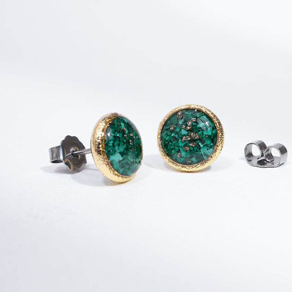 Round Malachite Earrings