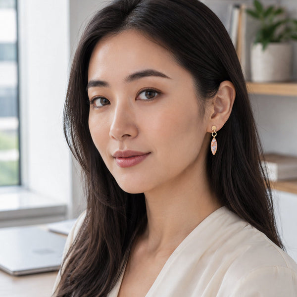 Sakura Oval Dangle Earrings