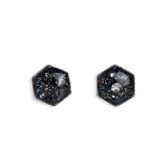 Silver Hexagon Galaxy Stud Earrings - Kate Koel