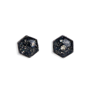Silver Hexagon Galaxy Stud Earrings - Kate Koel