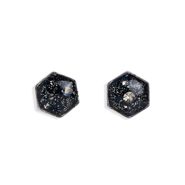 Silver Hexagon Galaxy Stud Earrings - Kate Koel