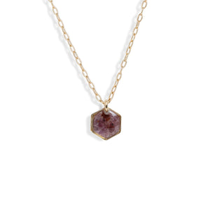 Small Hexagon Gem Necklace - Kate Koel