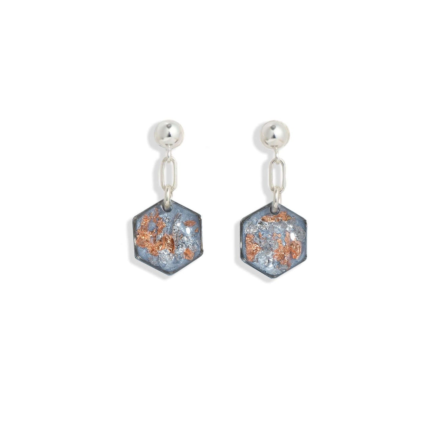 Small Hexagon Vanilla Sky Dangling Earrings in Silver - Kate Koel