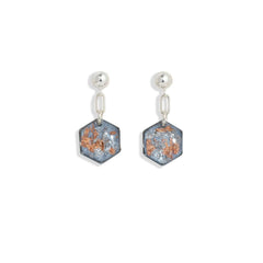Small Hexagon Vanilla Sky Dangling Earrings in Silver - Kate Koel