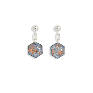Small Hexagon Vanilla Sky Dangling Earrings in Silver - Kate Koel