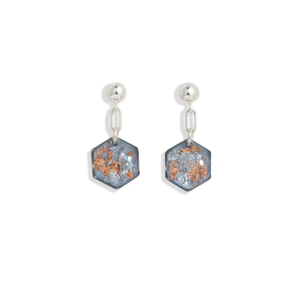 Small Hexagon Vanilla Sky Dangling Earrings in Silver - Kate Koel