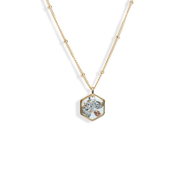 Small Shimmer Foils Hexagon Necklace - Kate Koel