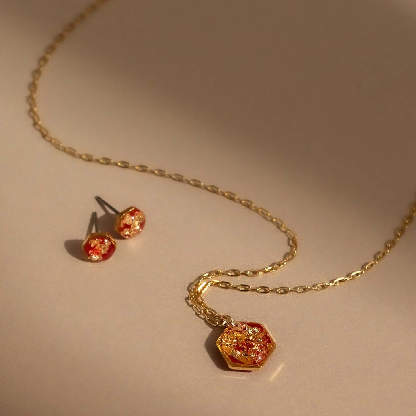 Small Shimmer Foils Hexagon Necklace - Kate Koel