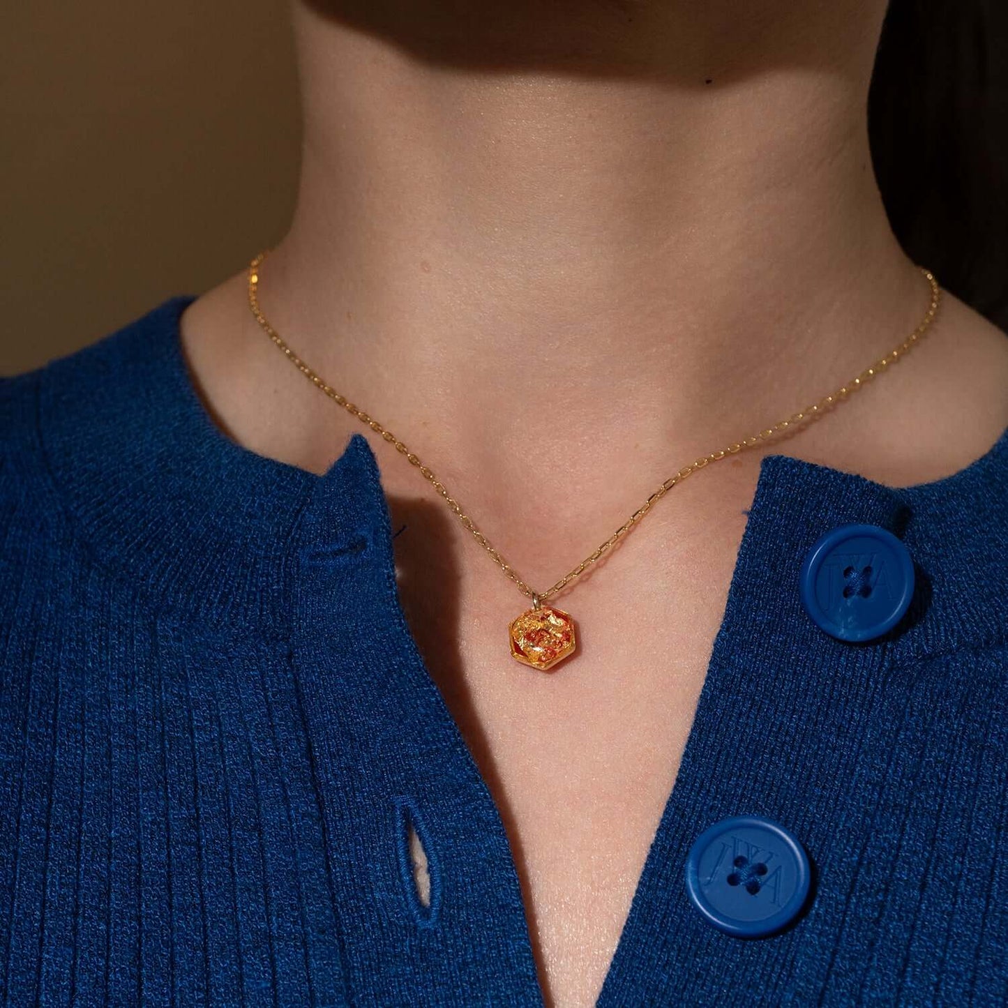 Small Shimmer Foils Hexagon Necklace - Kate Koel