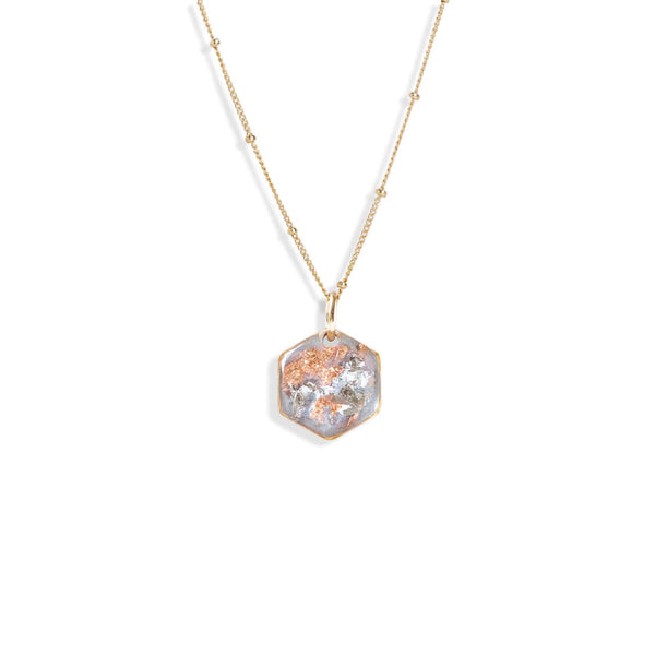 Small Shimmer Foils Hexagon Necklace - Kate Koel