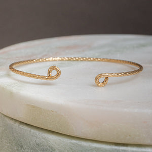 Snake skin textured gold filled cuff bracelet for women — handcrafted artisan jewelry by Kate Koel