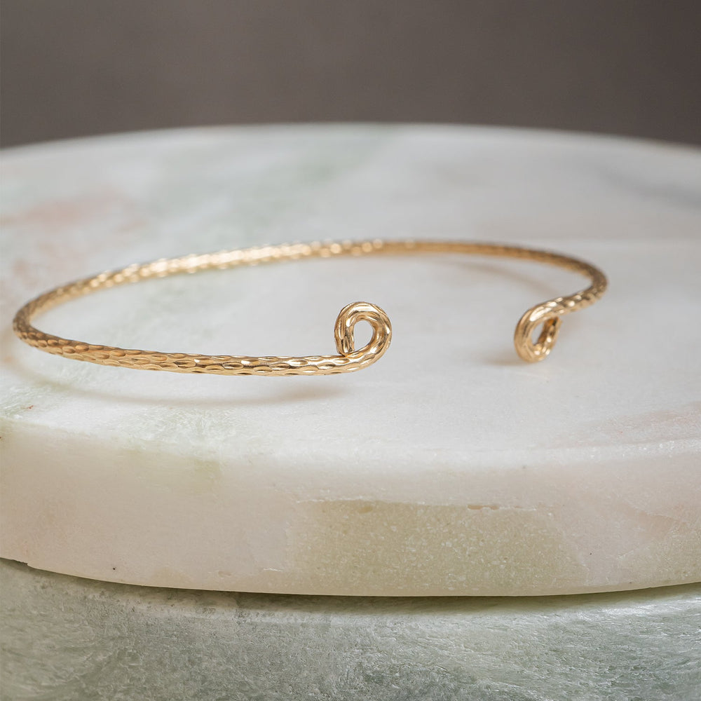 Bold handcrafted snake skin textured cuff bracelet in mixed metals with adjustable fit by Kate Koel
