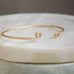 Bold handcrafted snake skin textured cuff bracelet in mixed metals with adjustable fit by Kate Koel