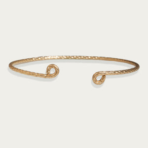 Bold handcrafted snake skin textured cuff bracelet in mixed metals with adjustable fit by Kate Koel