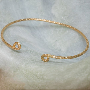 Snake skin textured gold filled cuff bracelet for women — handcrafted artisan jewelry by Kate Koel