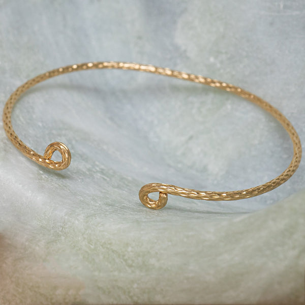 Snake skin textured gold filled cuff bracelet for women — handcrafted artisan jewelry by Kate Koel