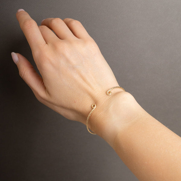 Bold handcrafted snake skin textured cuff bracelet in mixed metals with adjustable fit by Kate Koel