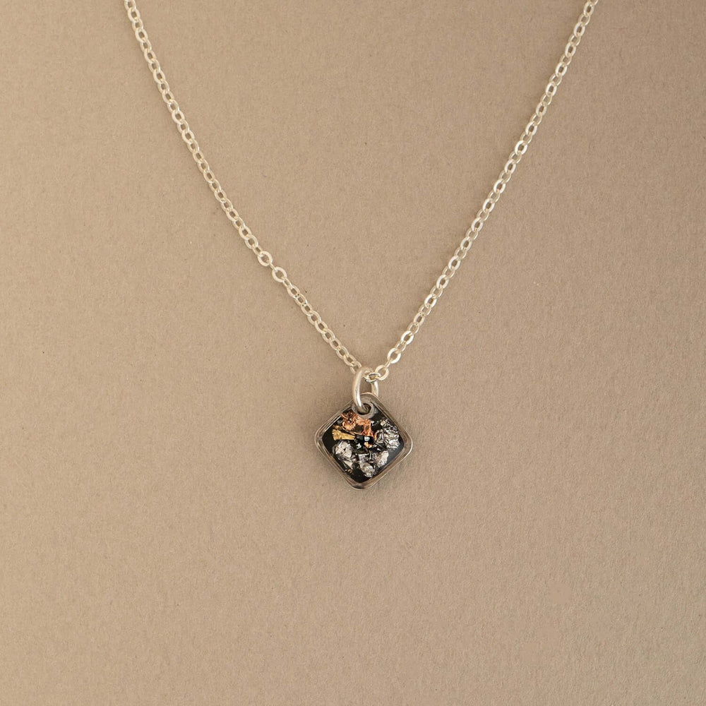 Square Black and Silver Foils Necklace - Kate Koel