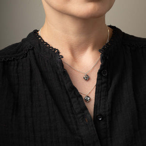 Square Black and Silver Foils Necklace - Kate Koel