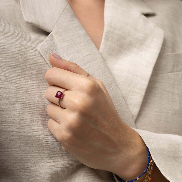 Square Dainty Ruby Ring - Kate Koel