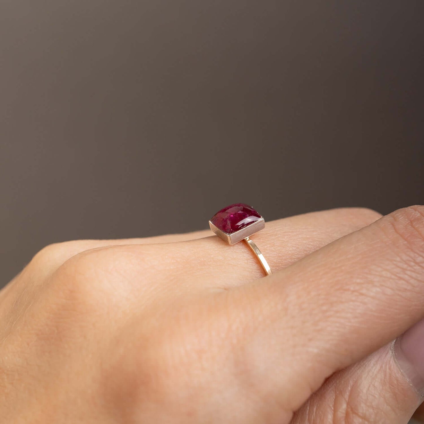 Square Dainty Ruby Ring - Kate Koel
