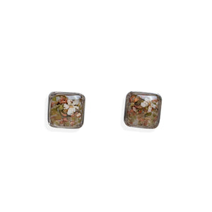 Square Flower Earrings in Silver - Kate Koel