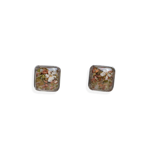 Square Flower Earrings in Silver - Kate Koel