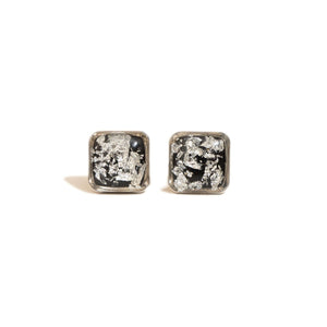 Square Shimmer Stud Earrings in Silver - Kate Koel