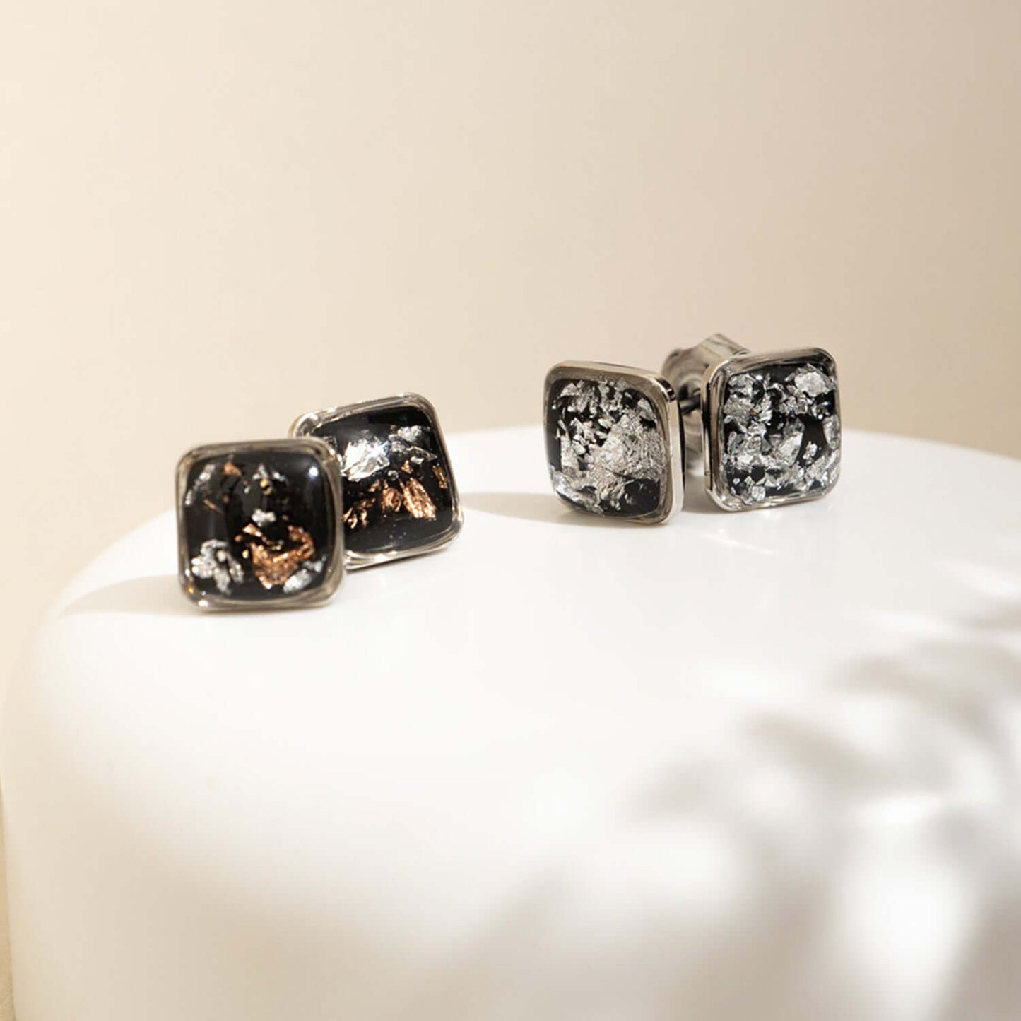Square Shimmer Stud Earrings in Silver - Kate Koel
