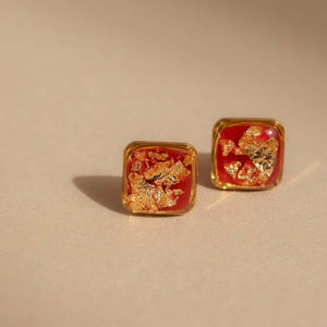 Lucky Square Stud Earrings in Crystal | Kate Koel