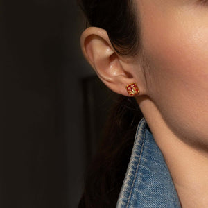 Lucky Square Stud Earrings in Crystal | Kate Koel