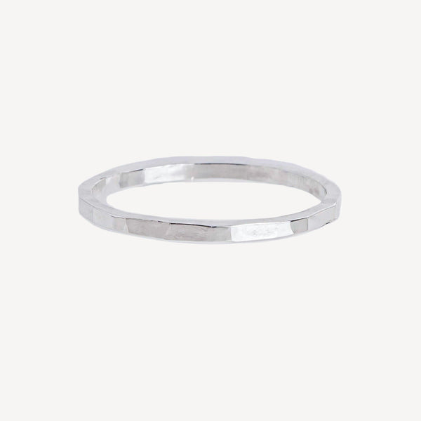 Silver ring on a white background