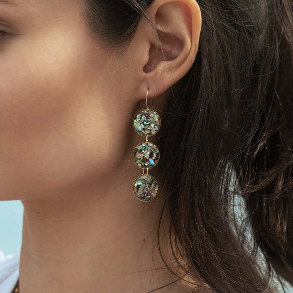 Statement Abalone Round Earrings - Kate Koel