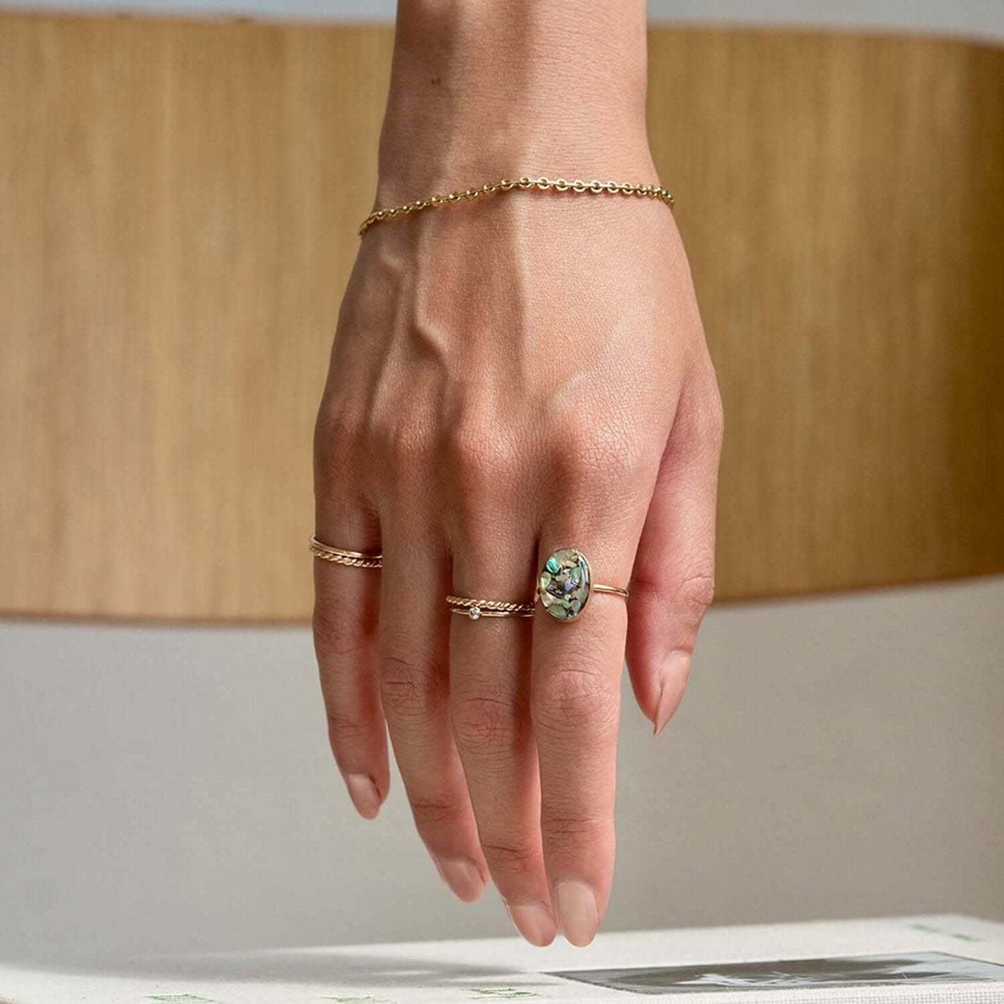 Statement Abalone Shell Oval Ring - Kate Koel