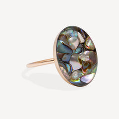 Statement Abalone Shell Oval Ring