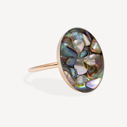 Statement Abalone Shell Oval Ring