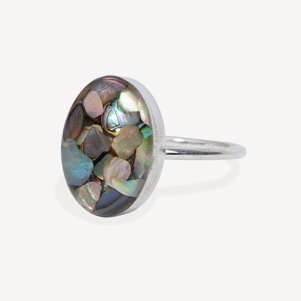 Statement Abalone Shell Oval Ring