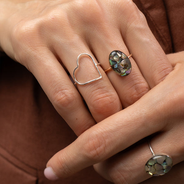 Statement Abalone Shell Oval Ring