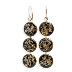 Statement Black Gold Round Earrings - Kate Koel