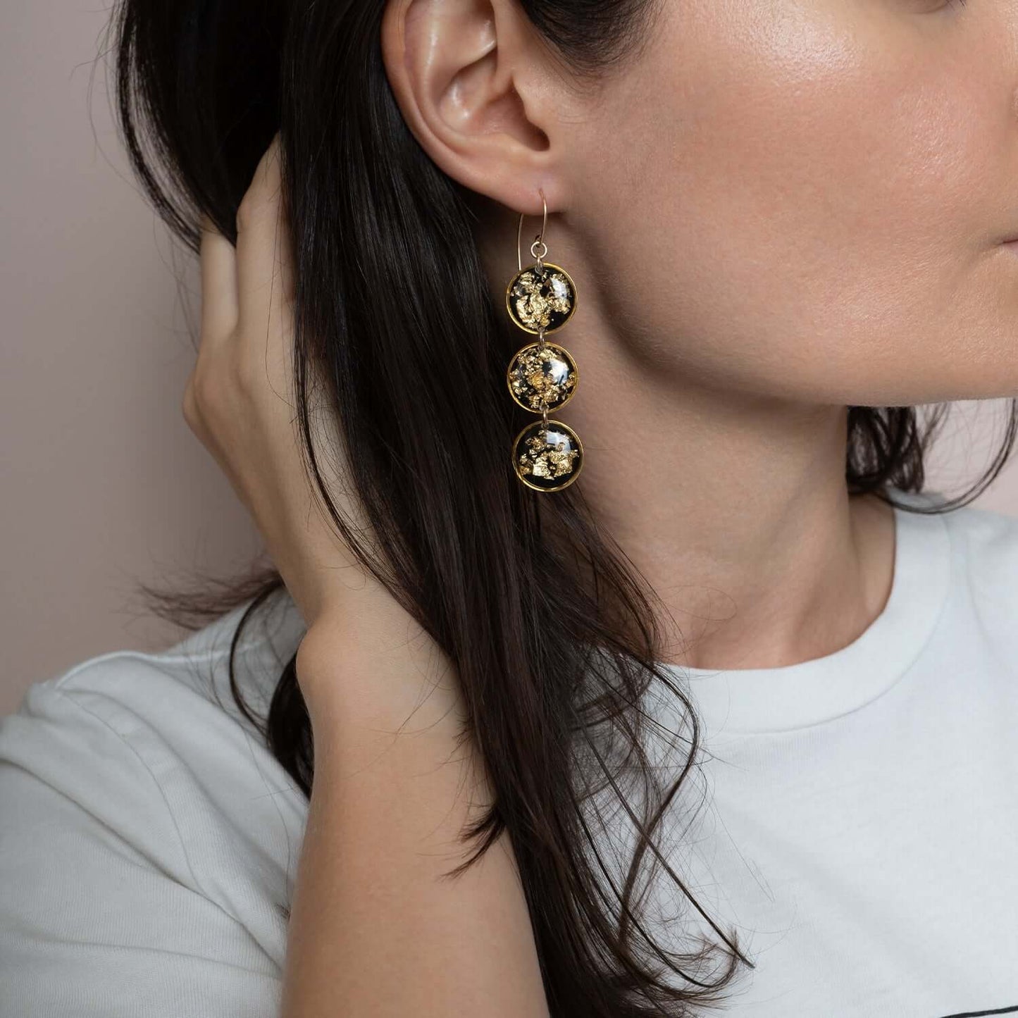 statement earrings for black dress Gold With The Victoria Baroque Statement Earrings are our modern Handmade Black Floral Statement Earrings