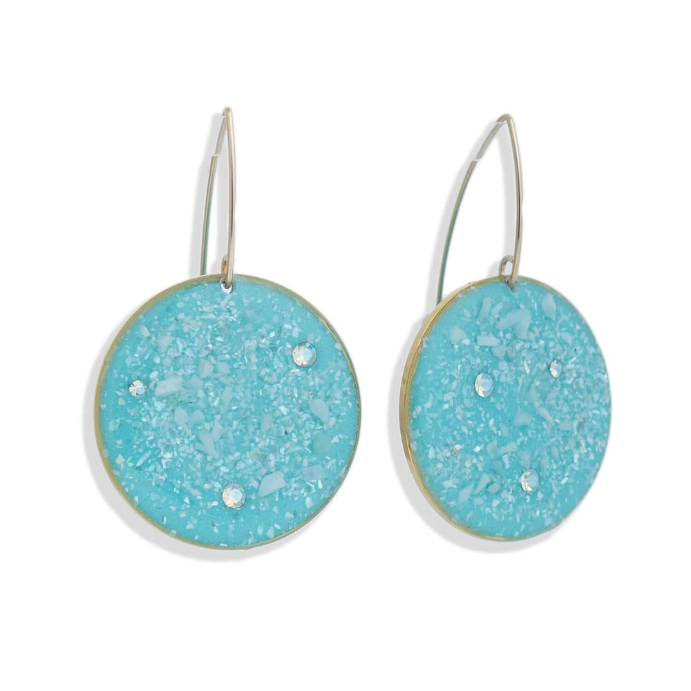 Statement Dangling Circle Blue Earrings - Kate Koel