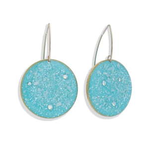 Statement Dangling Circle Blue Earrings - Kate Koel