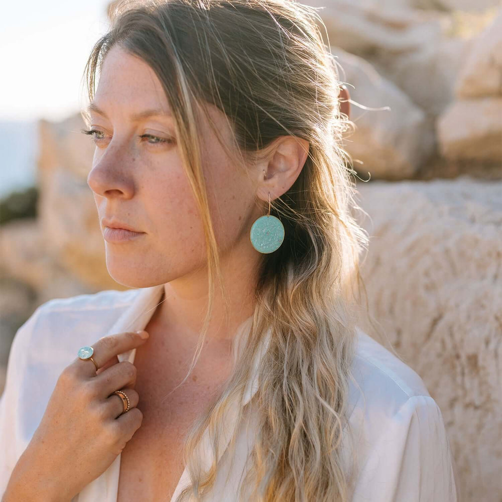 Statement Dangling Circle Blue Earrings - Kate Koel