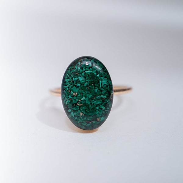 Statement Green Oval Malachite ring - Kate Koel