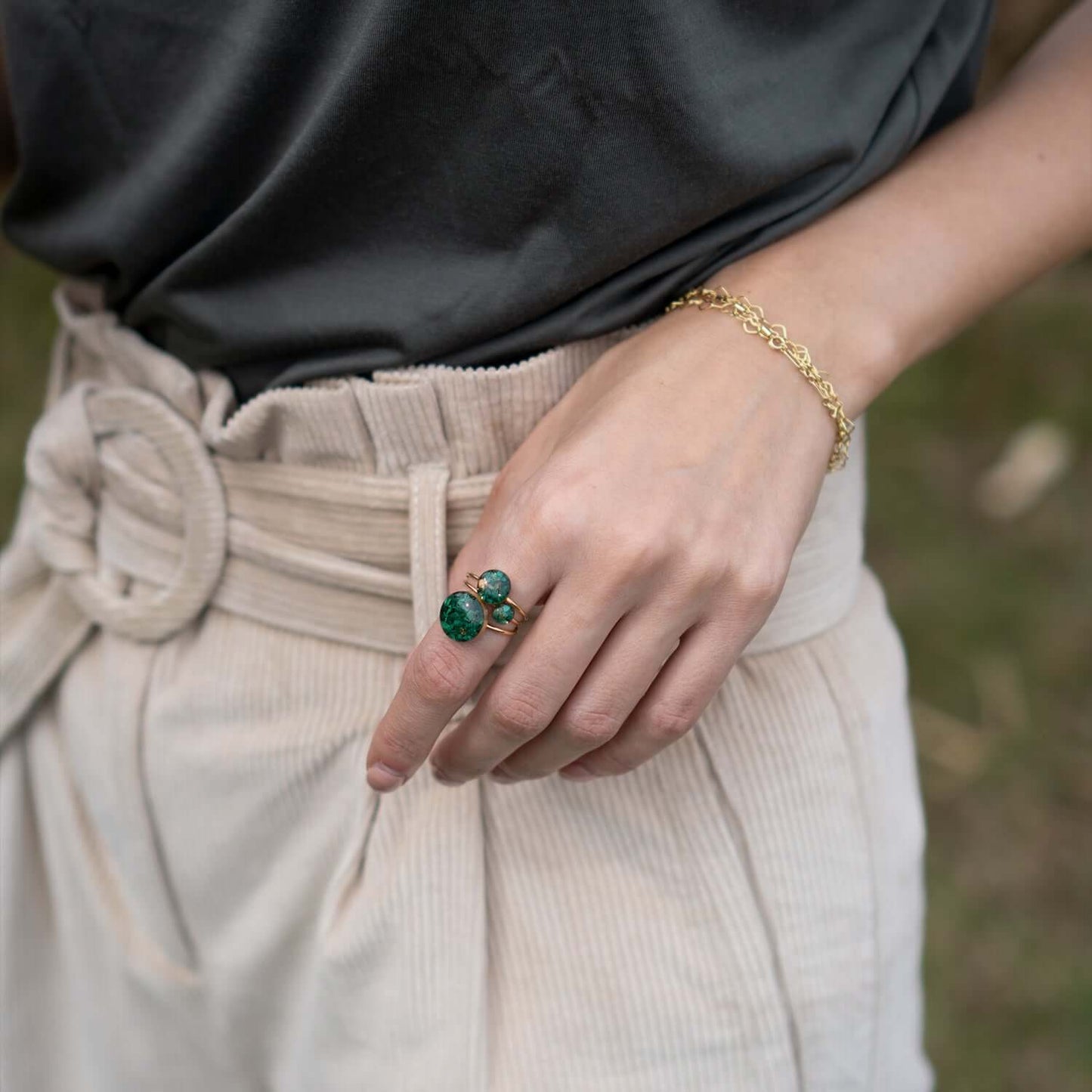 Statement Malachite ring - Kate Koel