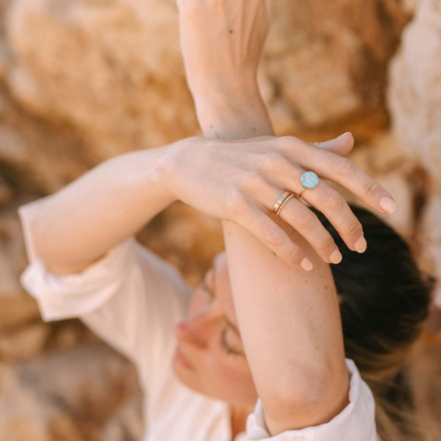 Statement Round Ocean Blue Ring - Kate Koel