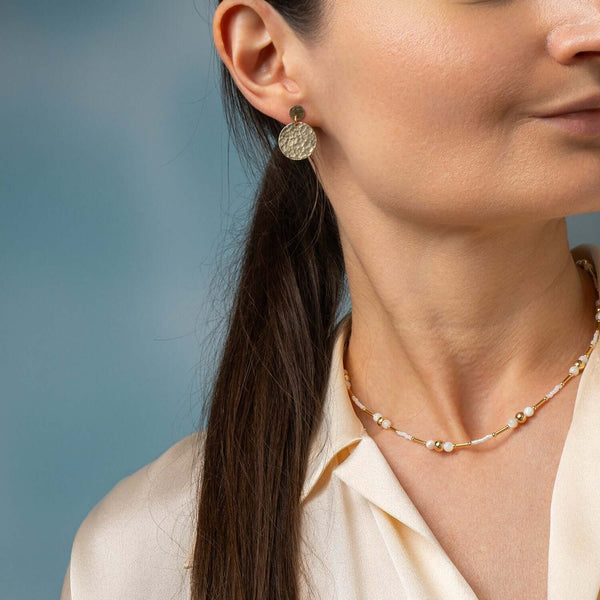 Textured Sequin Dangle Earrings - Kate Koel