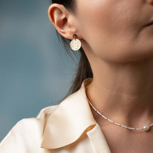 Textured Sequin Dangle Earrings - Kate Koel