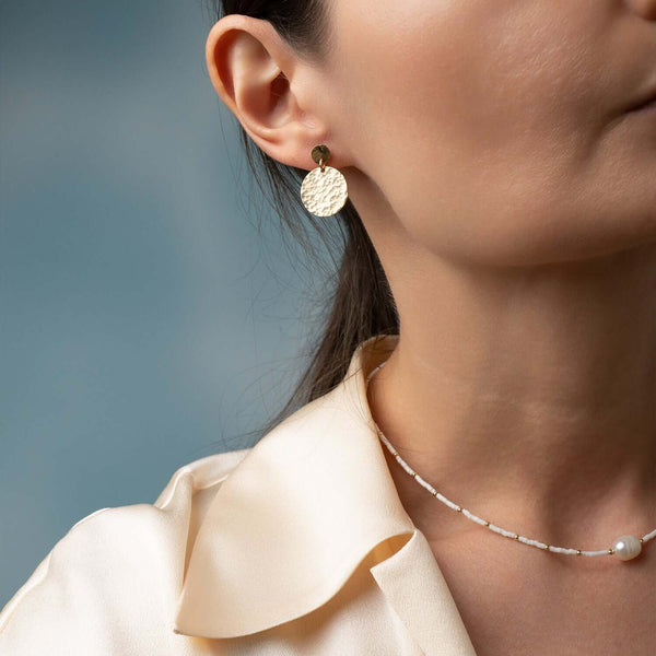 Textured Sequin Dangle Earrings - Kate Koel