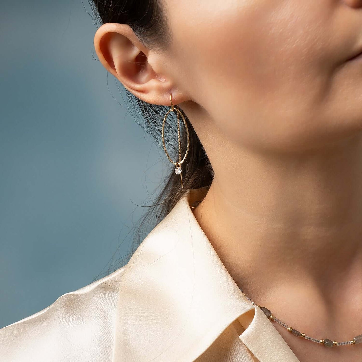 Threader Earrings with Cubic Zirconia - Kate Koel